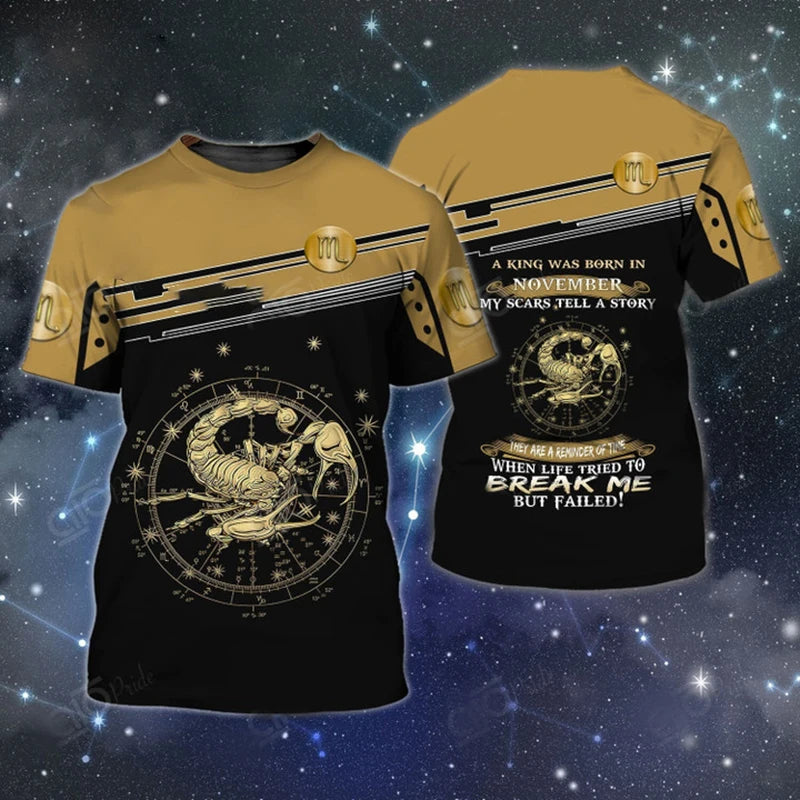 Animal Men's T Shirt Summer Short Sleeve Scorpion 3D Print Funny T-Shirts Fashion Casual Male Sportshirt Oversized Mens Clothing