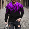 Retro Flame Series 3D Print Summer Men's O-Neck T-shirt Casual Long Sleeve T-Shirt Oversized Pullover Fashion Trend Men Clothing