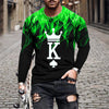 Retro Flame Series 3D Print Summer Men's O-Neck T-shirt Casual Long Sleeve T-Shirt Oversized Pullover Fashion Trend Men Clothing