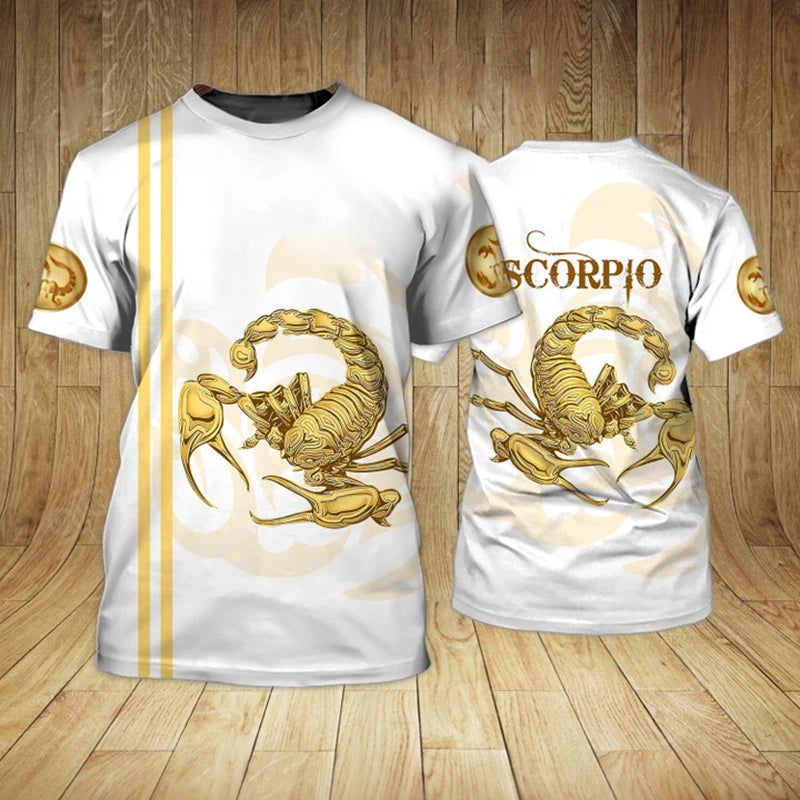 Animal Men's T Shirt Summer Short Sleeve Scorpion 3D Print Funny T-Shirts Fashion Casual Male Sportshirt Oversized Mens Clothing