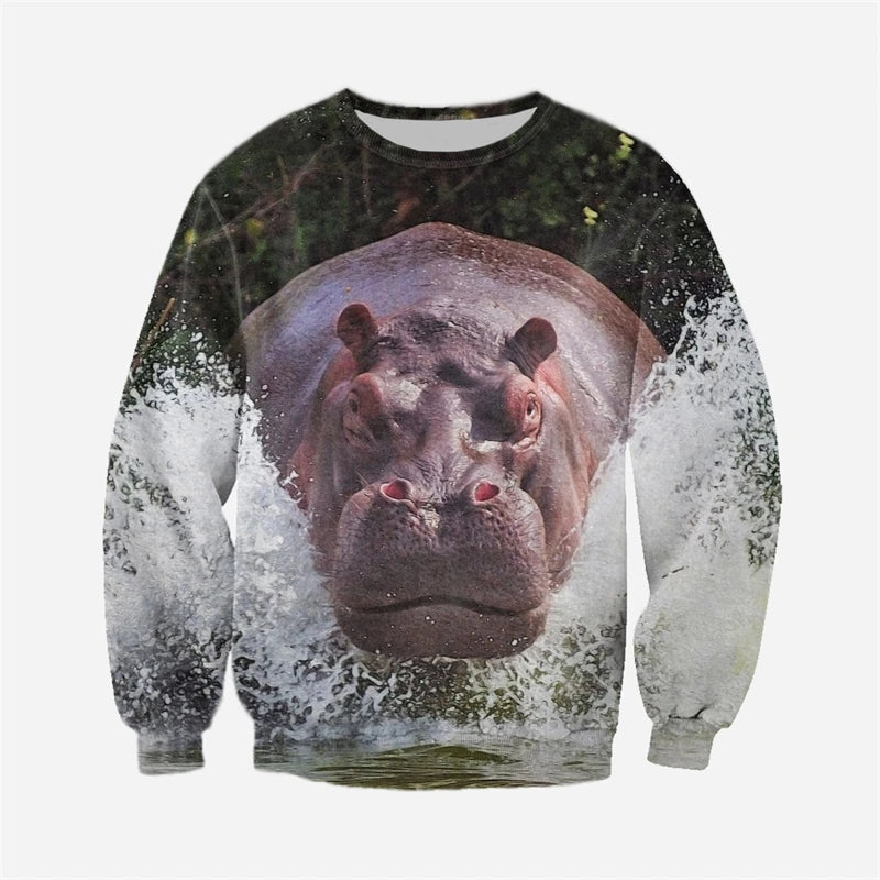 Funny Animal Pattern Sweatshirt Men's Clothing Hip Hop Cool Street Pullover Top 3D Print Cute Pig Sloth General Harajuku Hoodie