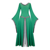 Women Medieval Renaissance Trumpet Sleeve Retro Loor Length Gown Lace Trim Irish Over Long Dress Halloween Costume Plus Size