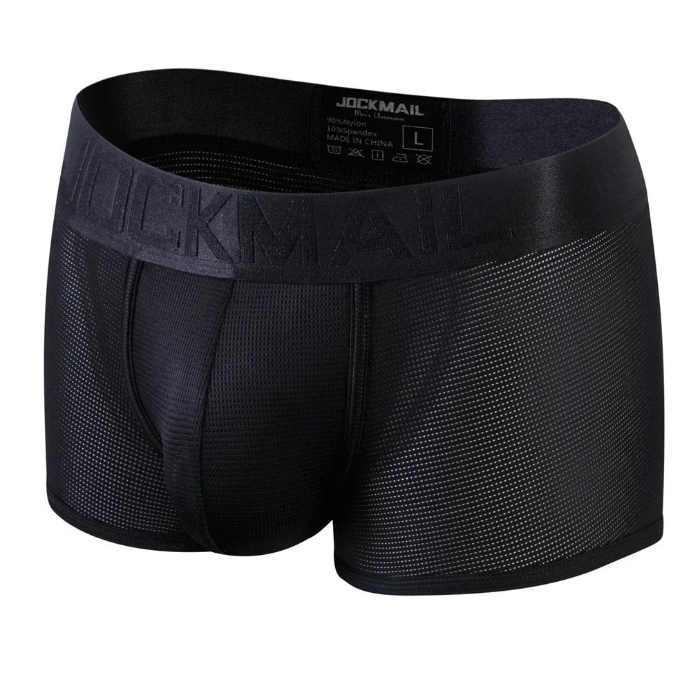 Fashion Fluorescent Color Men's Underwear Sporty Breathable Mesh Boxer Briefs Sexy Transparent Male Underpants Boxer Shorts