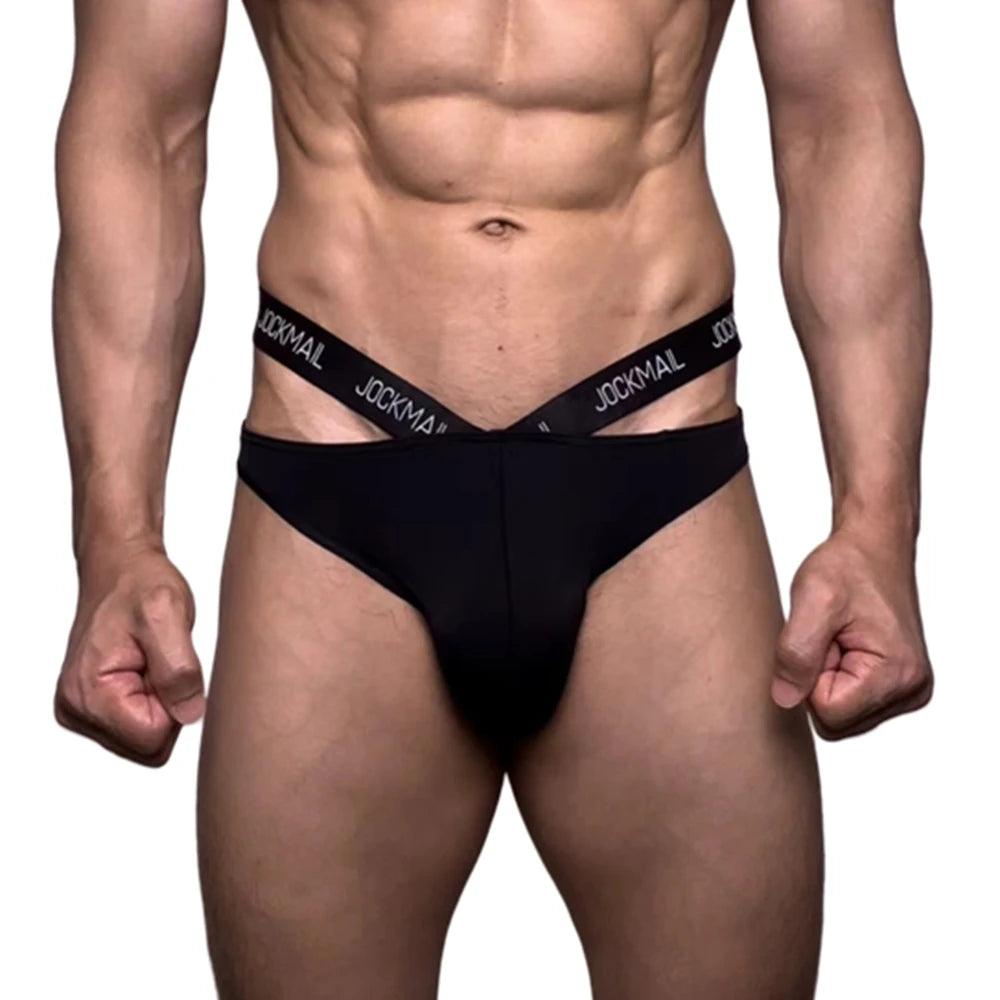 Mens Jockstrap Brief Sexy Underwear Panties String Ultra-thin Transparent Ice Silk Slip Bikini Hombre Lingerie Erotic Underpants
