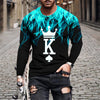 Retro Flame Series 3D Print Summer Men's O-Neck T-shirt Casual Long Sleeve T-Shirt Oversized Pullover Fashion Trend Men Clothing