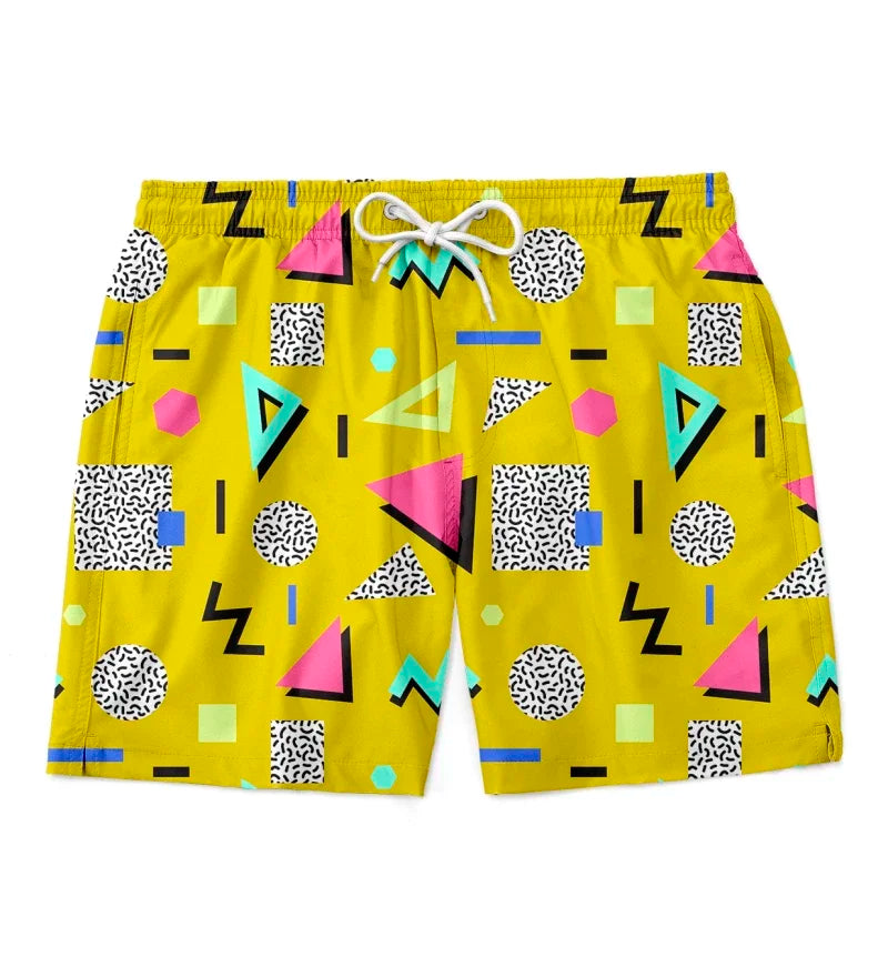 3D geometric print men's casual shorts Tropical summer style fashion shorts, quick-drying and comfortable close-fitting