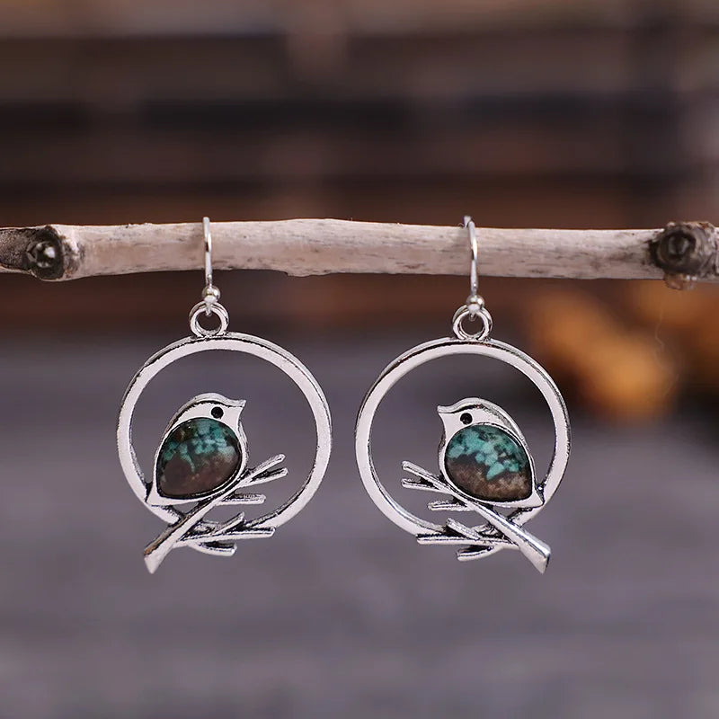 New Vintage Branch Bird Earrings Exquisite and Cute Women's Earrings