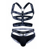 Sexy Gay Men Underwear Bondage Mens Harness Thongs Set Body Chest Costume G-string Jockstrap Lingerie Man Halter Neck Hollow Out