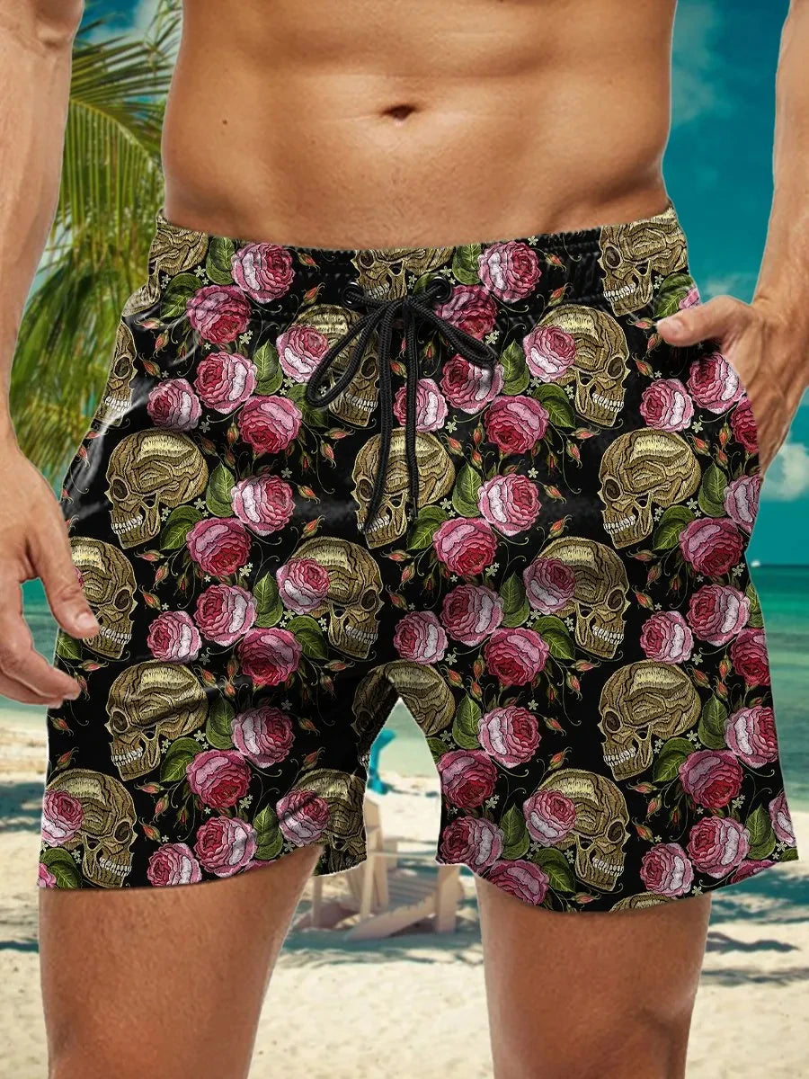 Men's Hawaiian Swim Trunks 3D Floral Print Beach Shorts Quick Dry Outdoor Leisure Sports Shorts Swimwear Fashion Men's Shorts