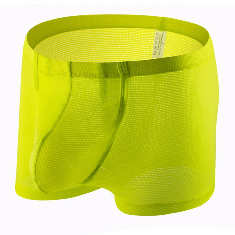 CLEVER-MENMODE Mesh Sexy Underwear Boxer Men Sheer Trunks Side Open Crotch  Transparent Boxershort Penis Pouch Panties Underpant