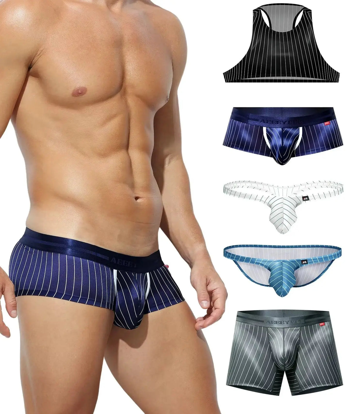Men's Underwear Home Stripes Boxer Quick Dry Breathable Shorts Running Hiking Gym Yoga Sport Pants