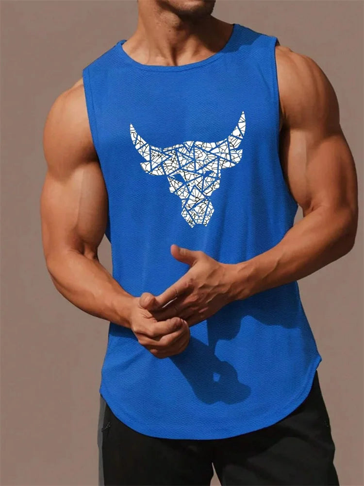 Summer New Trend Men's Pull-Over Crew Neck Vest Mesh Fitness Breathable Vest Blazer Men's Quick Drying Sweat Absorption T-Shirt