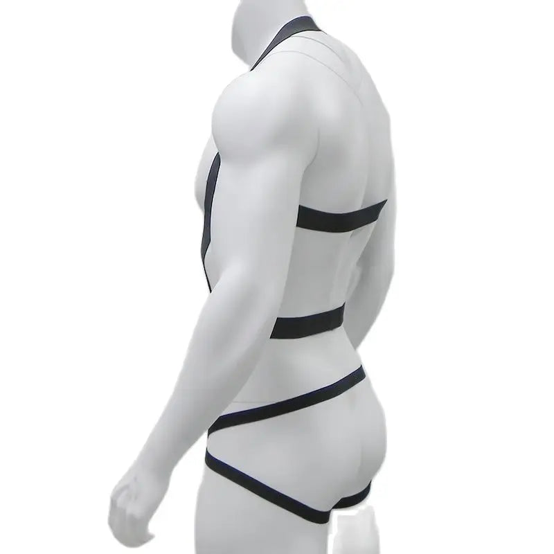 CLEVER-MENMODE Elastic Bondage Harness Mens G-string Thongs Set