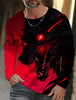 2024 new men's Ukiyoe long-sleeved T-shirt 3d printed high-definition wolf print men's autumn top casual round neck T-shirt
