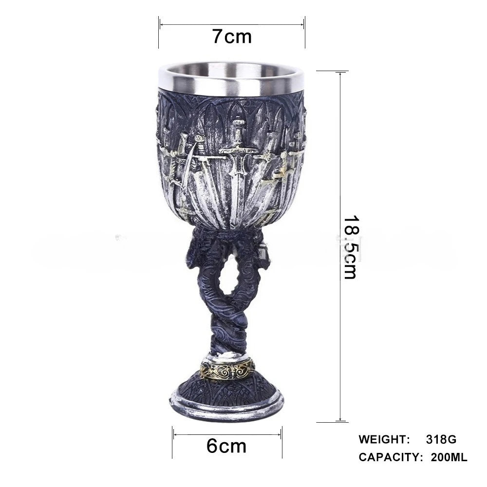 High-footed Cup Gift Resin Skull Cup, Creative 3D Stereoscopic Wolf Head Stainless Steel Decorative Cup