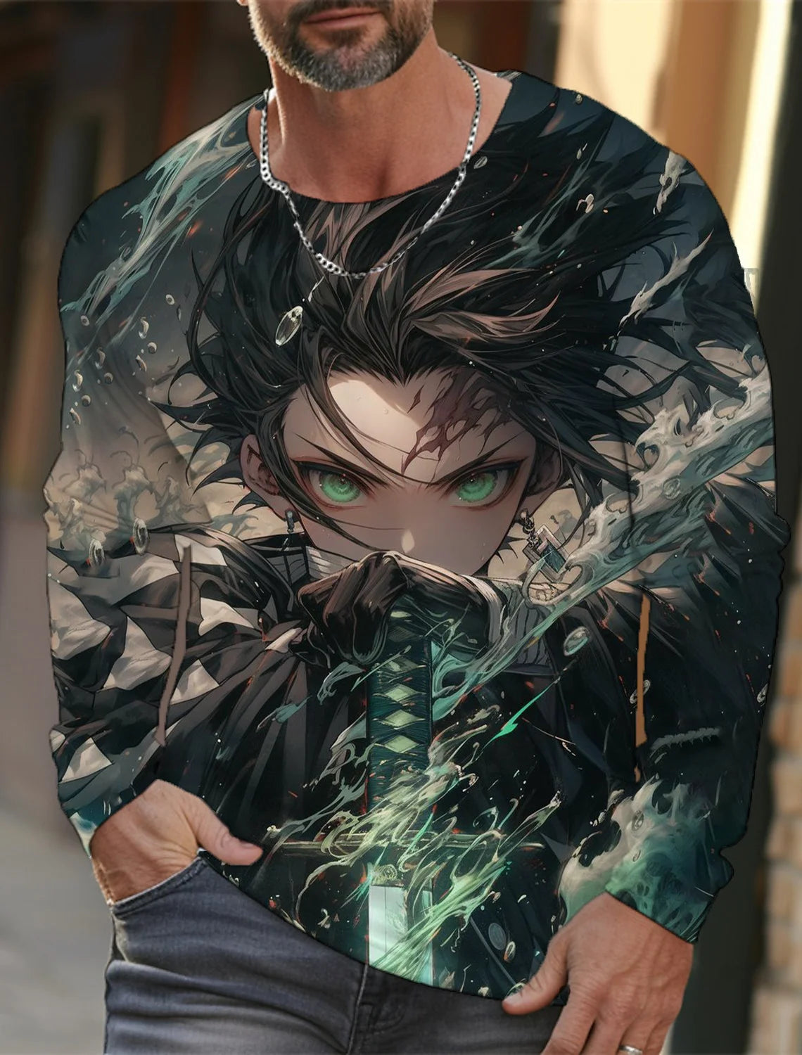 Men's long-sleeved T-shirt 3D printing anime printing men's long-sleeved T-shirt autumn tops HD pattern printing T-shirt