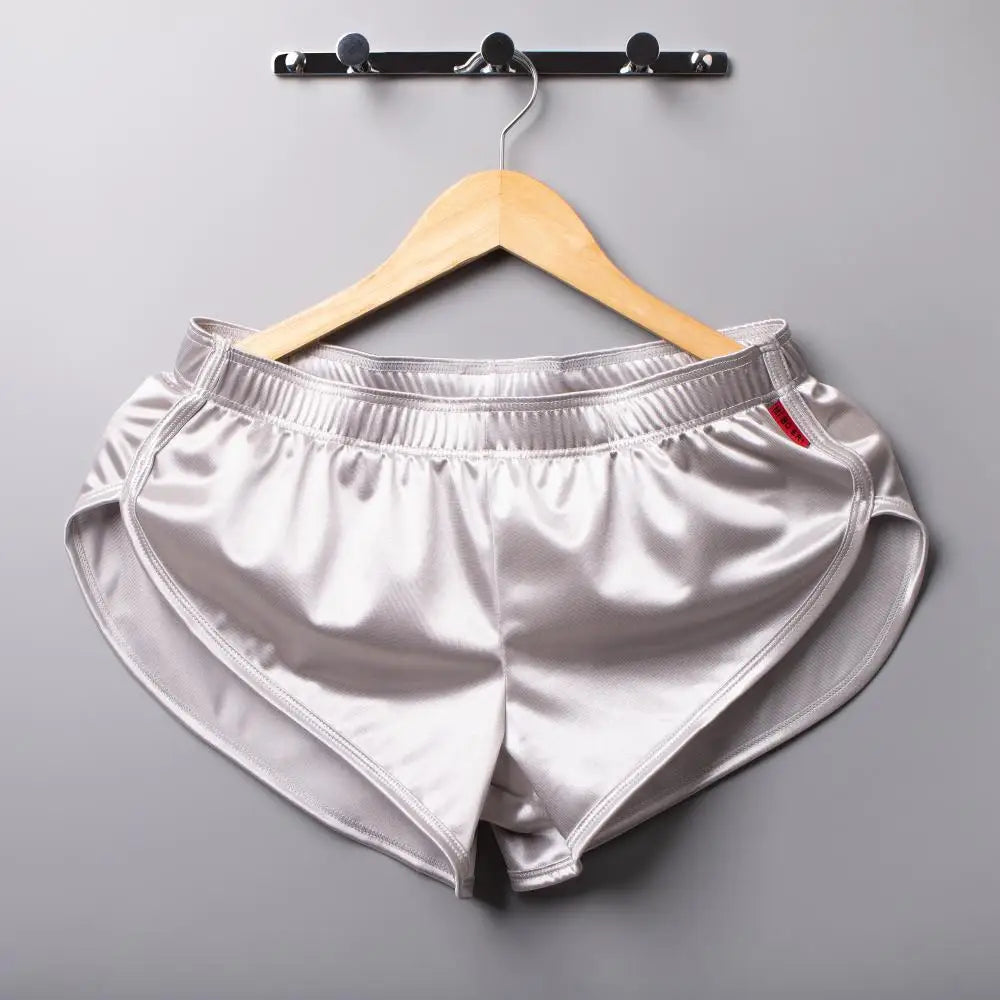 Mens Sexy Pajamas Boxer Shorts Smooth Silk Underwear Men Sleep Bottoms Homewear Lounge Shorts Male Panties Boxers