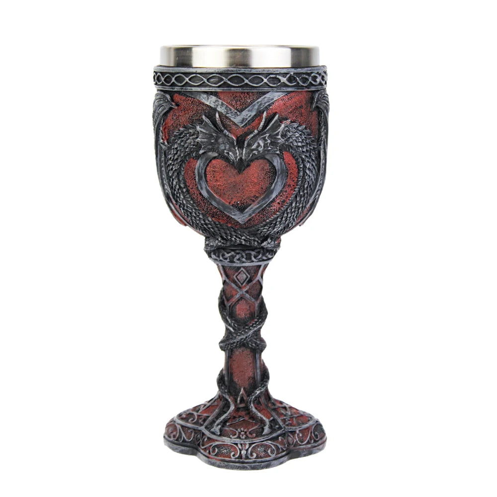 Gothic Wine Goblet Contain Dragon Claw Viking Skeleton Retro Stainless Steel Resin