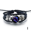 12 Constellation Gem Leather Bracelet Men Women Glass Bracele Couple Leather Multilayer Weave Birthday Gift Bangle Gem