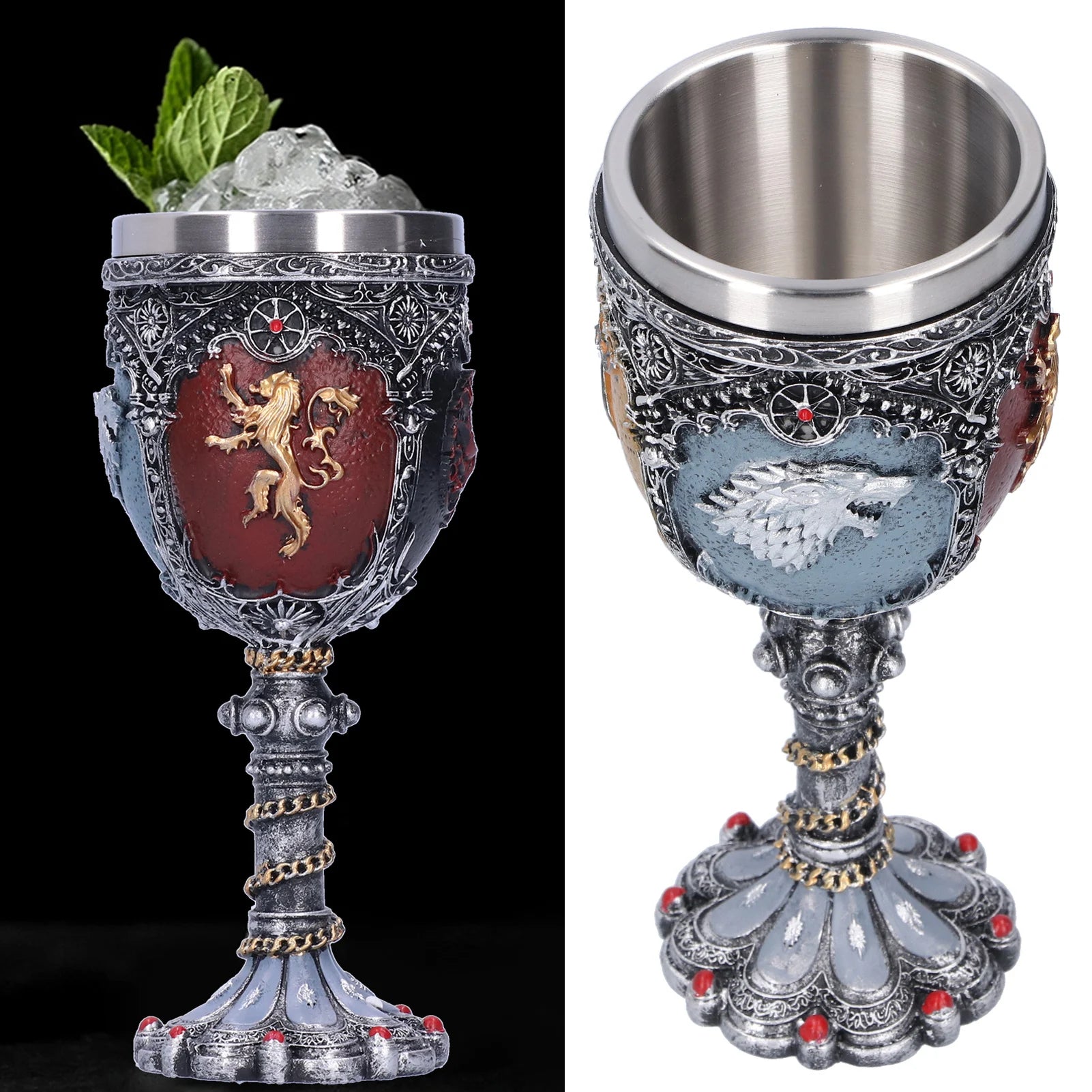Unique Pattern Beer Mug Stainless Steel Resin Water Cup Wine Goblet Whiskey Cup for Halloween Bar Party Coffee teaware Supplies