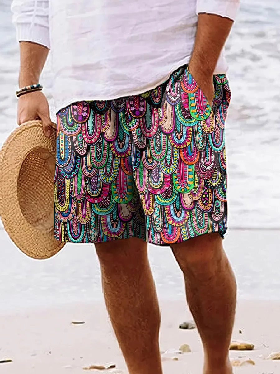 Men's Hawaiian Swim Trunks 3D Cartoon Print Beach Shorts Quick Dry Outdoor Leisure Sports Shorts Swimwear Fashion Men's Shorts