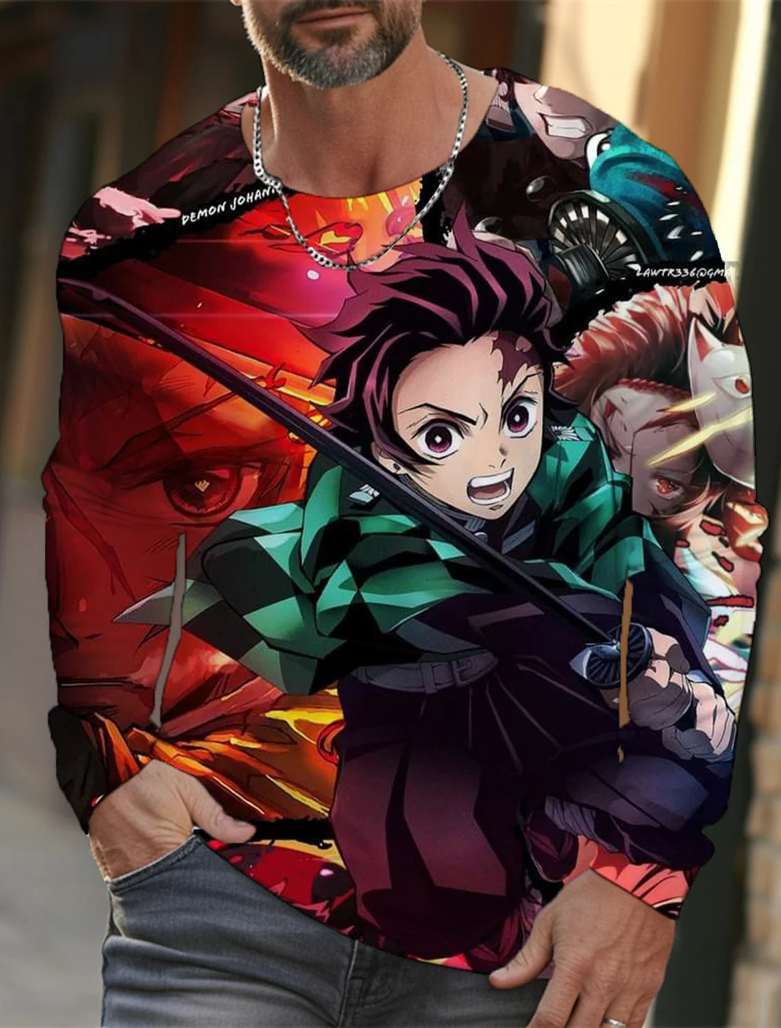 Men's long-sleeved T-shirt 3D printing anime printing men's long-sleeved T-shirt autumn tops HD pattern printing T-shirt