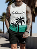 Summer Tank Top Men's Hawaii Beach Casual Clothing Quick Drying Silk Fit Sleeveless Shirt Mens Fashionable Body-Shaping Tank Top