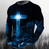 Fashion Casual Men's Long Sleeve T-Shirt 3d Printed Retro Jesus Christ Street Personality Loose O Collar Harajuku Oversized Top