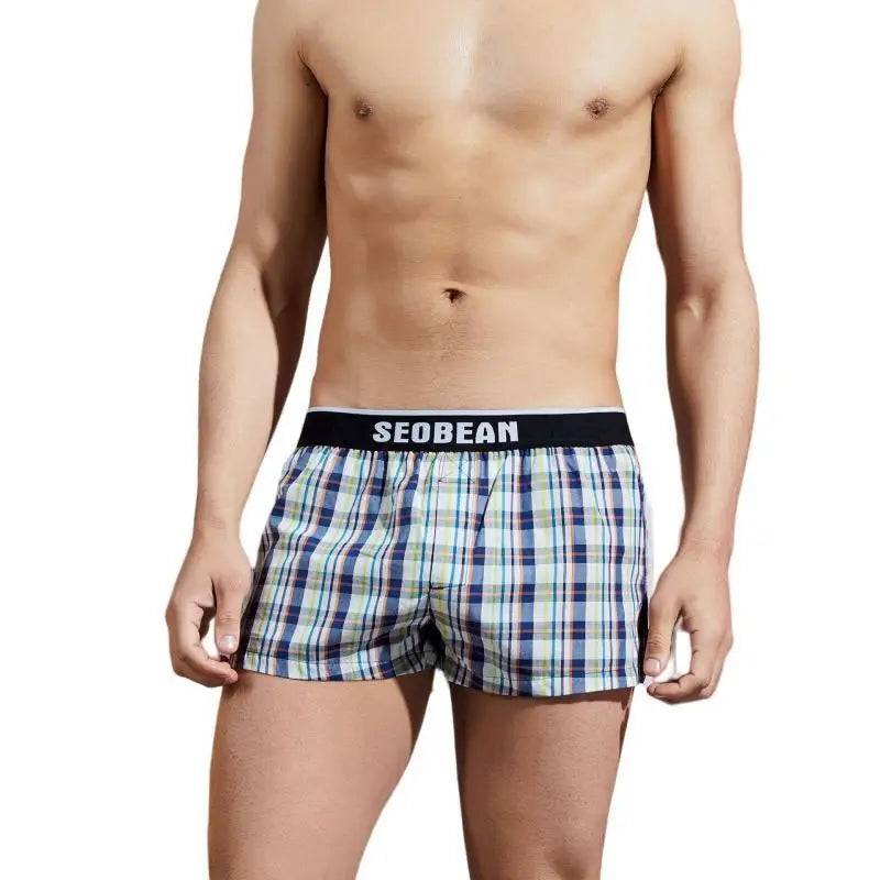 SEOBEAN Classic Plaid Mens Boxer Shorts 100% Cotton Underwear Boxershorts