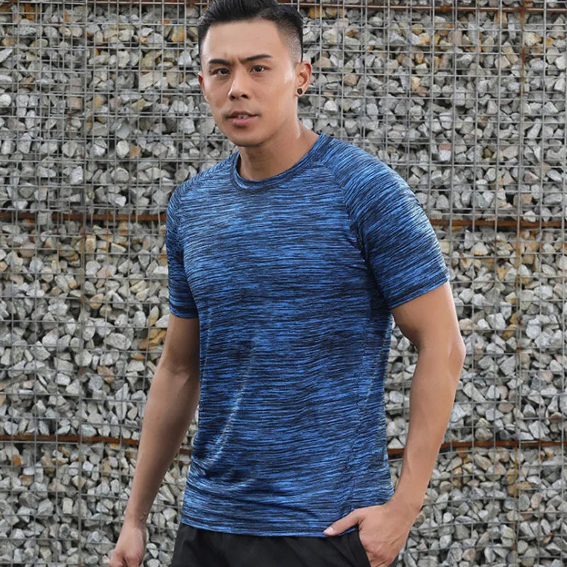 Blue Sport T-Shirts Men's Summer Short Male T-shirt's O-Neck Short Sleeve