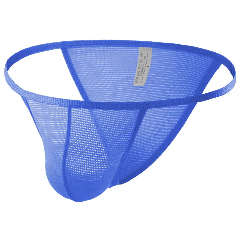 Solid color simple men's U convex bag mesh underwear low waist high fork half hip wrap comfortable small triangle CMF038