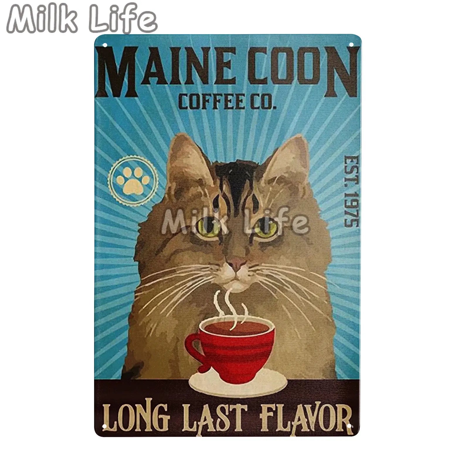 Maine Coon Cat Cafe Decoration Wall Crafts Metal Plaque Poster Decoration Wall Mural Plaques Tin Sign Posters Art Wall Decor