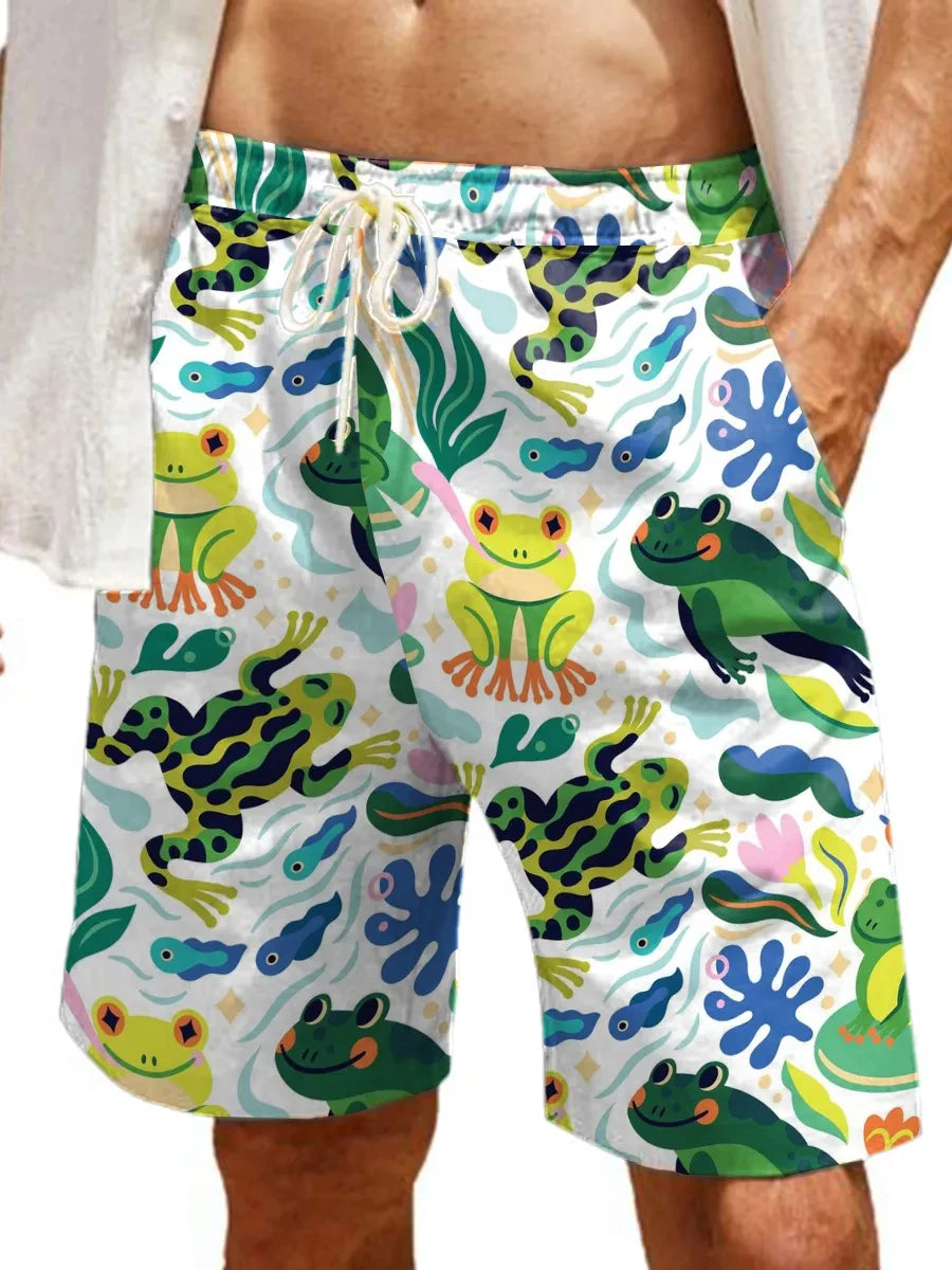 Men's Hawaiian Swim Trunks 3D Cartoon Print Beach Shorts Quick Dry Outdoor Leisure Sports Shorts Swimwear Fashion Men's Shorts