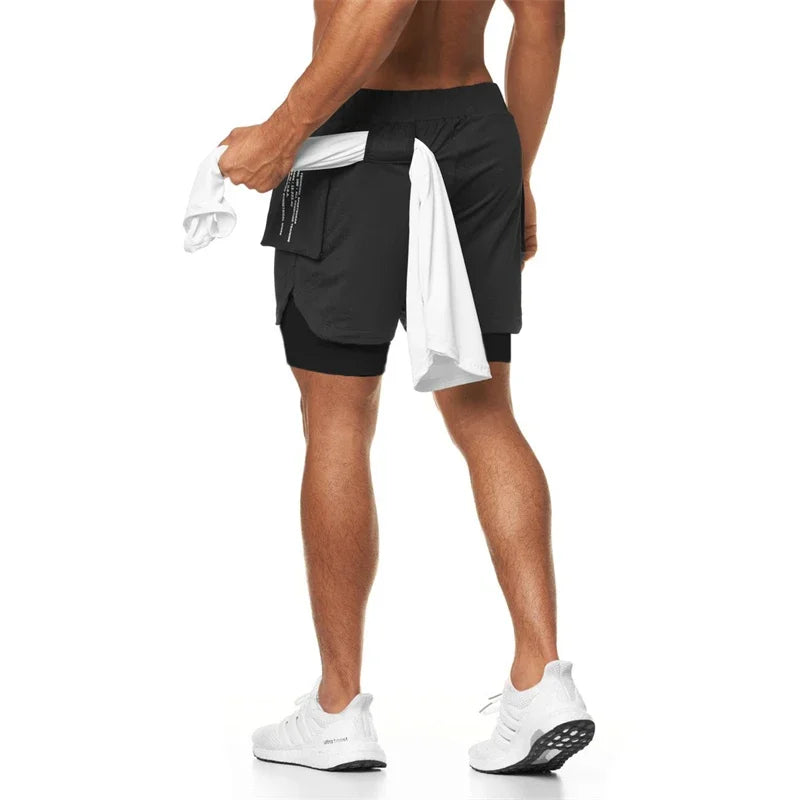2025 Sport Shorts Men Sportswear Double-deck Running Shorts 2 In 1 Beach Bottoms Summer Gym Fitness Training Jogging Short Pants