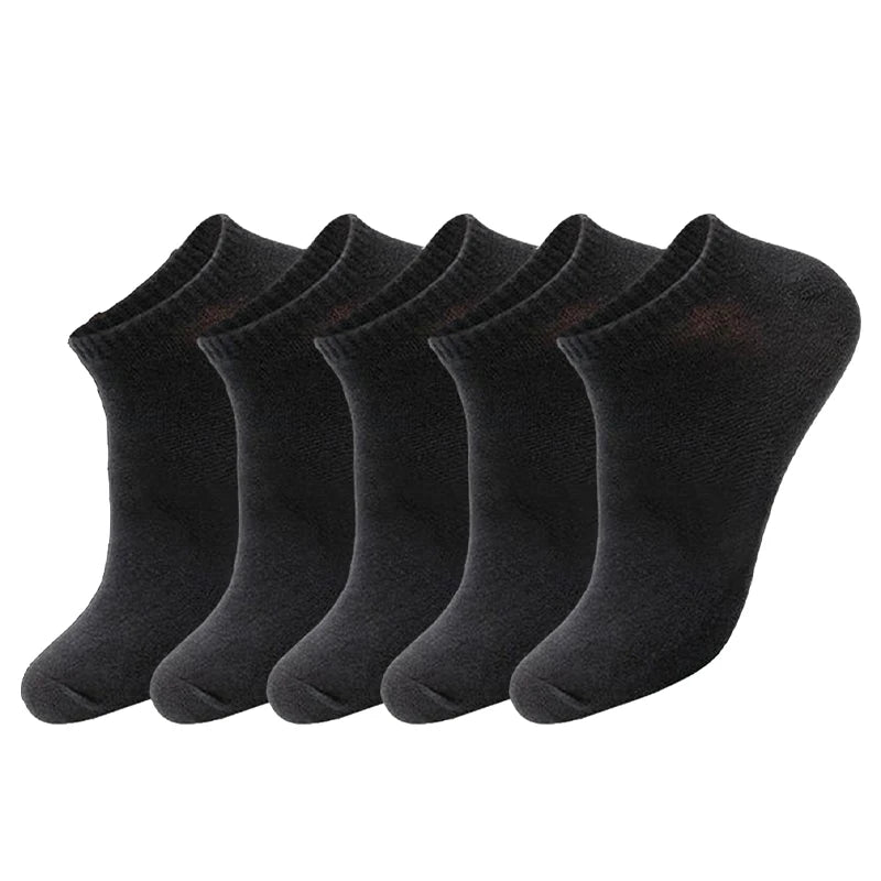 5 pairs/Lot Men's Socks Casual Boat Socks Black Business Socks Solid Color Breathable Comfortable High Quality Ankle Socks 38-44