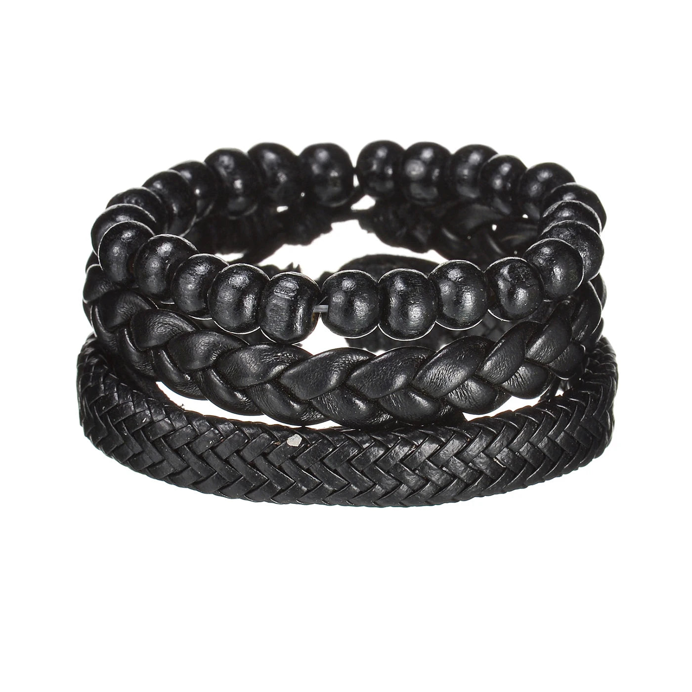 MeMolissa New Fashion Braided Wrap Leather Bracelets for Men High Quality Vintage Charm Wood Beads Ethnic Tribal Wristbands