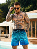 Men's Hawaiian 3D Gradient Palm Tree Pattern Beach Shorts Quick Dry Outdoor Leisure Sports Shorts Fashion Men's Shorts