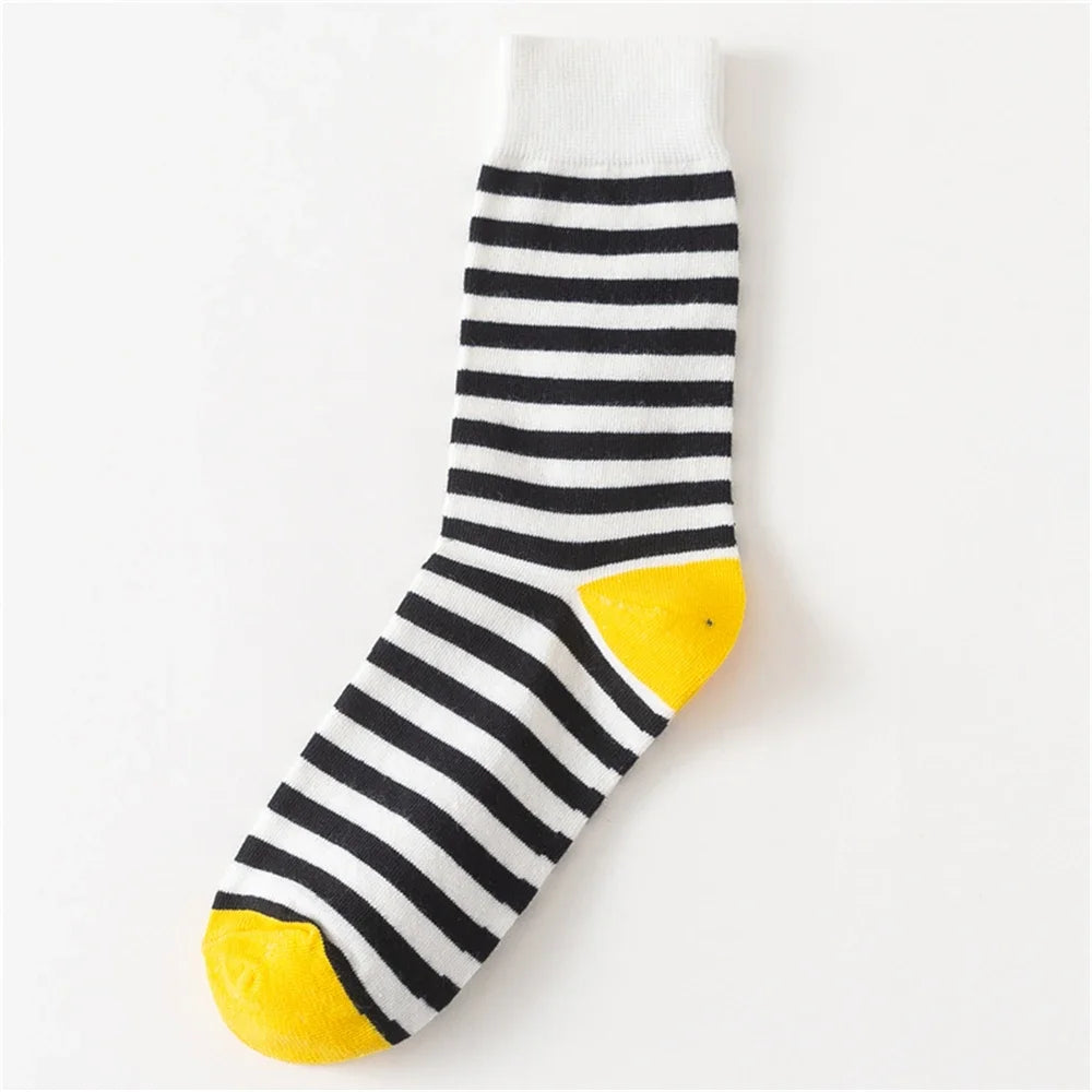 Colorful Stripes Art Socks For Men's Winter Fashion Rainbow Stripe Zebra Pattern Business Crew Unisex Dropship