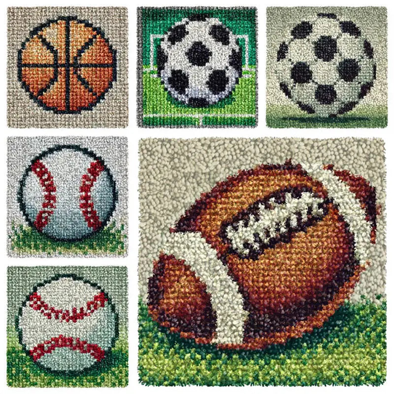 Carpet Embroidery Latch Hook Kit Football Rugby Basketball Undefined Latch Hook Rug Button Pad Package Smyrna Package Carpet DIY