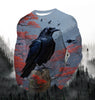 Men's Fashion Printed Round Neck Long Sleeve Party Autumn Sports Leisure Pullover Men 3D Flying Eagle Printed Loose Sports Top