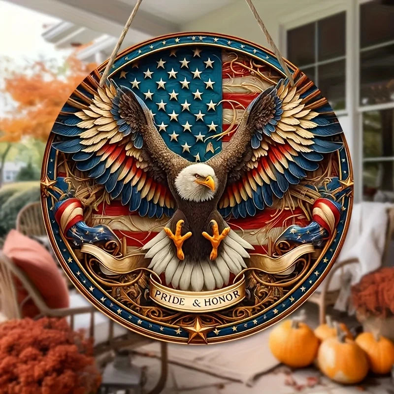1 Piece American Style Patriotic Wooden Mural - Multi-Purpose 2D Printing Door Hanging Decoration for Home, Office, Cafe, Bar - No Power Supply Required, Garland Decoration, Suitable for Door and Porch Decoration