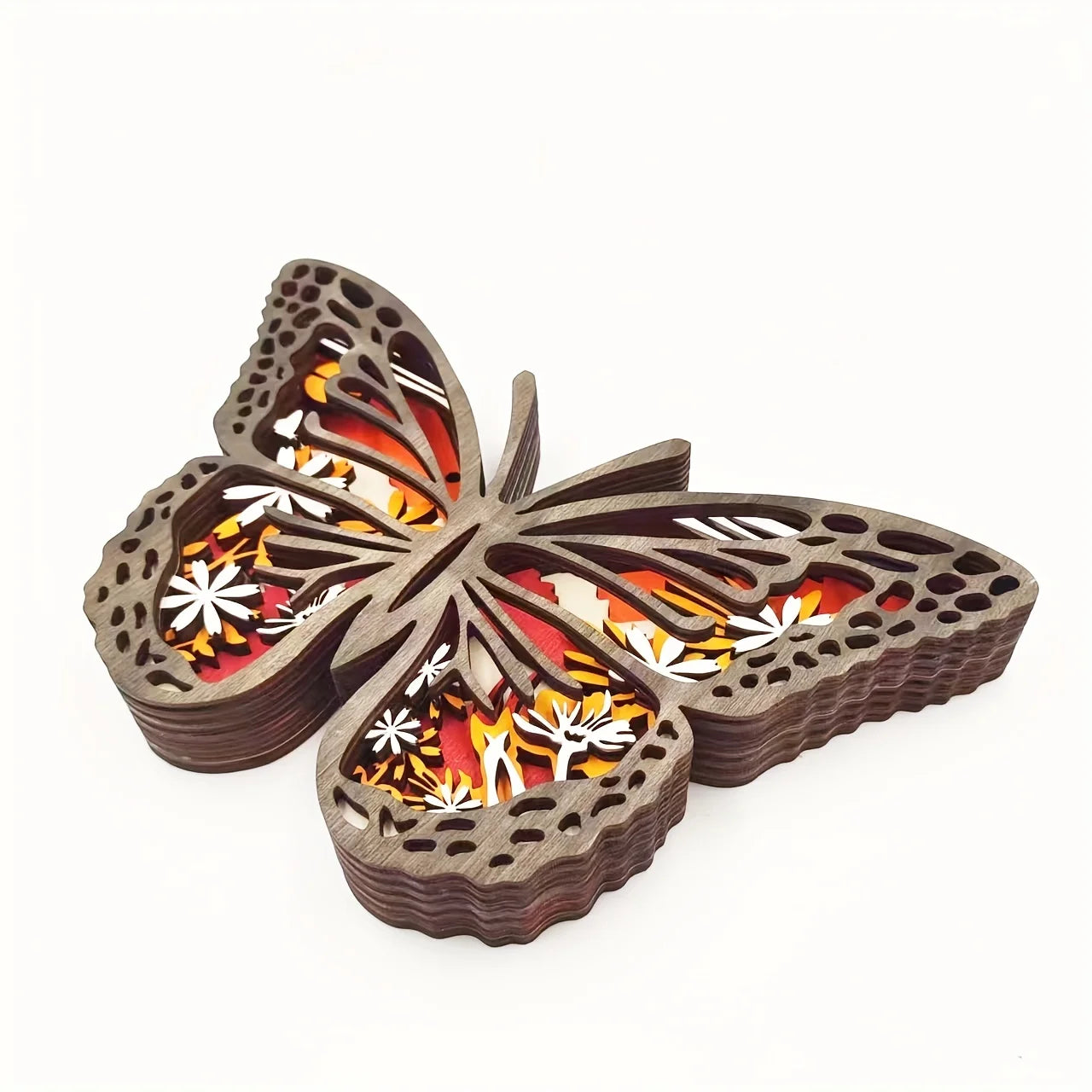 Wooden Hollow Christmas Animal Carving Desktop Home Craft Butterfly Ornament Living Room Decorative Accessory