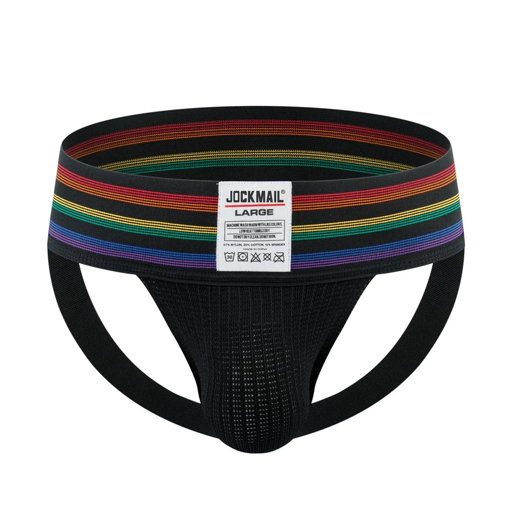 JOCKMAIL Sexy Underwear Men Thong Jockstrap Lingerie G String Man Penis Pouch Cueca Homem Underpants Wide Waistband Panties