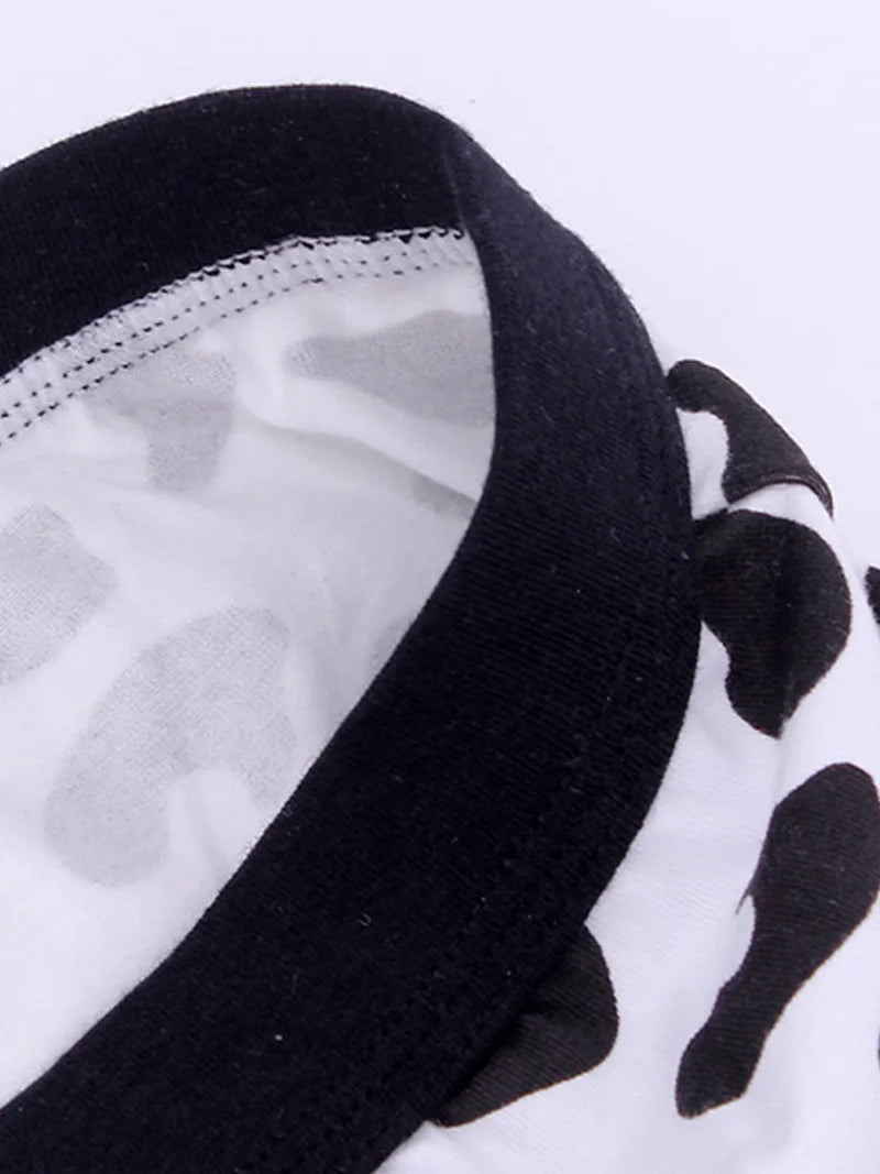 Men Sports Boxers Underwear Underpants Sport Black  L XL XXL Cartoon Cow Printing Ventilate Fashion Fitness Casual Comfortable