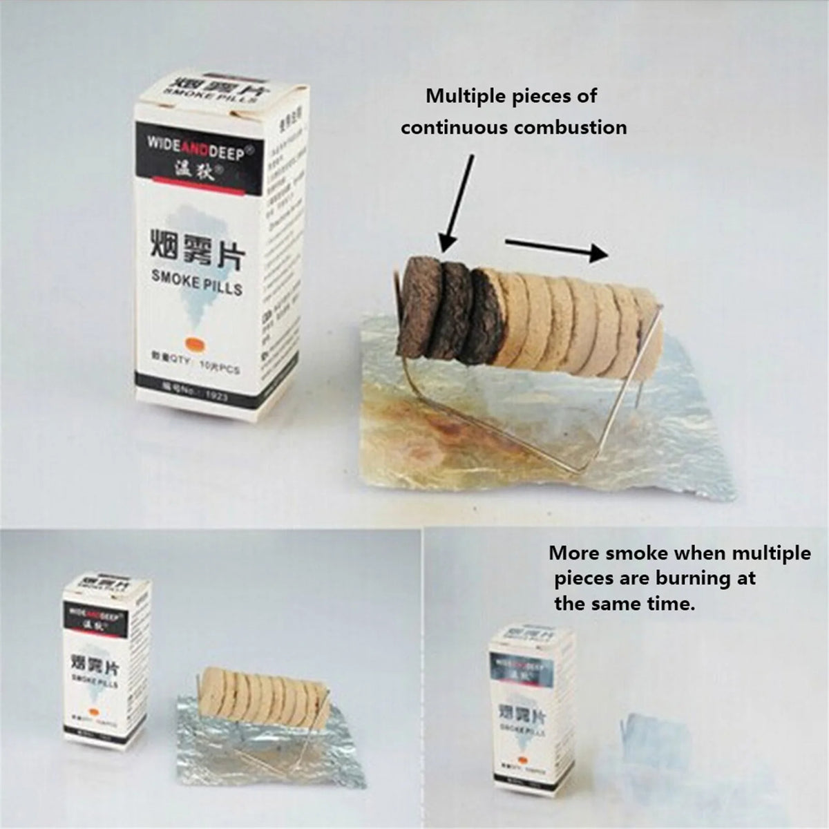 Pcsset White Smoke Pills Halloween Props Combustion Smog Cake Effect Smoke Pills Portable Photography Auxiliary Prop