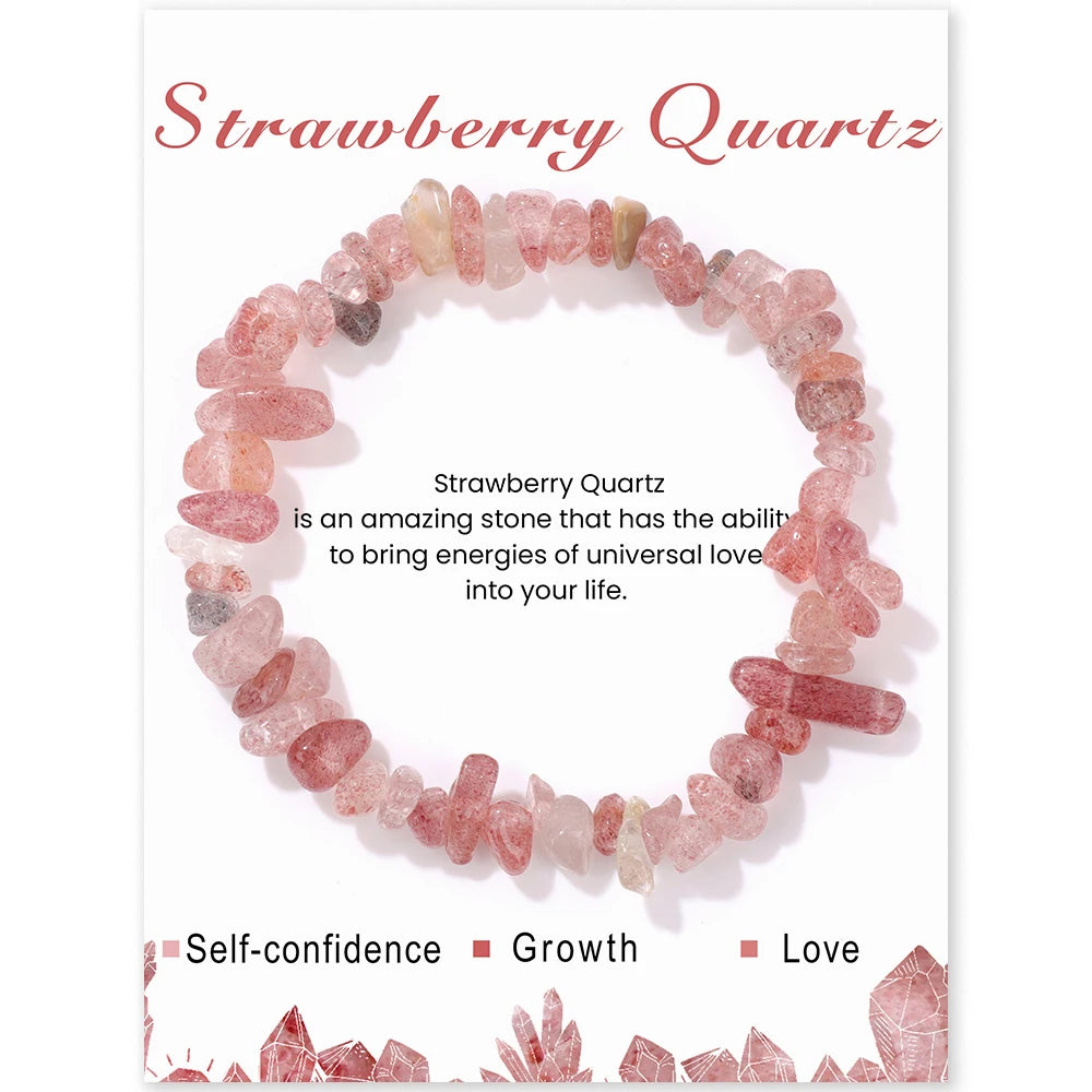 Irregular Chip Gravel Stone Bracelet With Card Fashion Natural Agates Carnelian Amazonite Gem Stone Stretch Bangle Jewelry Gift