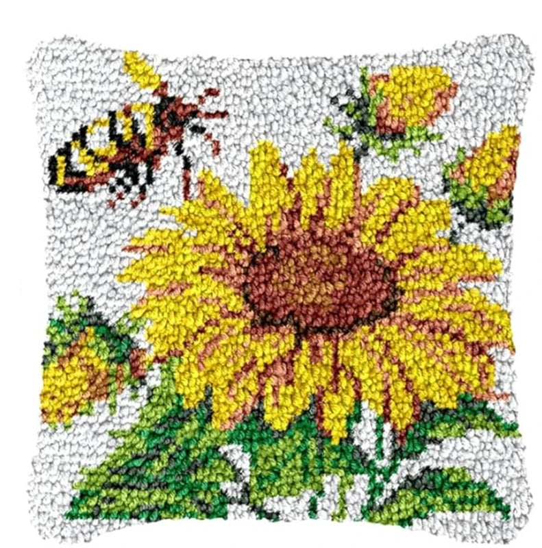 Flower Latch Hook Kit Cute Knooppakket Kussen Knopen Pillow Button Smyrna Knooppakket Needlework Button Packagek Linkhaak Kussen