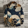 Japanese Ukiyo-e Hoodied Men's Sweatshirts Pullover Sea Wave Ramen Graphic Print Long Sleeves Hoodies Oversized Men Clothing Top