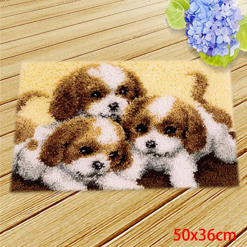 Cute Bear Carpet Embroidery Latch Hook Kit Cartoon Animal Undefined Latch Hook Rug Button Pad Package Smyrna Package Carpet DIY