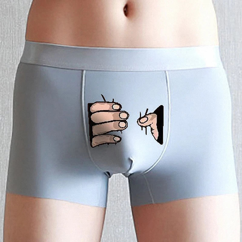 Men Silk Underwear Cartoon Boxer Mens Boxers Creative Funny